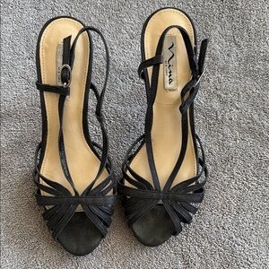 Nina Black Strappy Women's Sandals